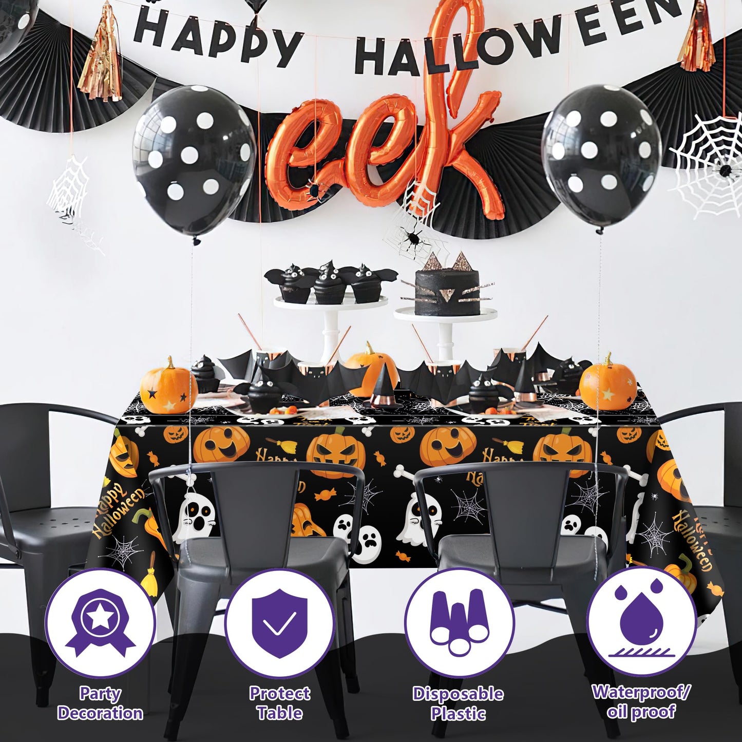 OHOME Halloween Decorations - Disposable Plastic Halloween Tablecloth | Halloween Party Decorations