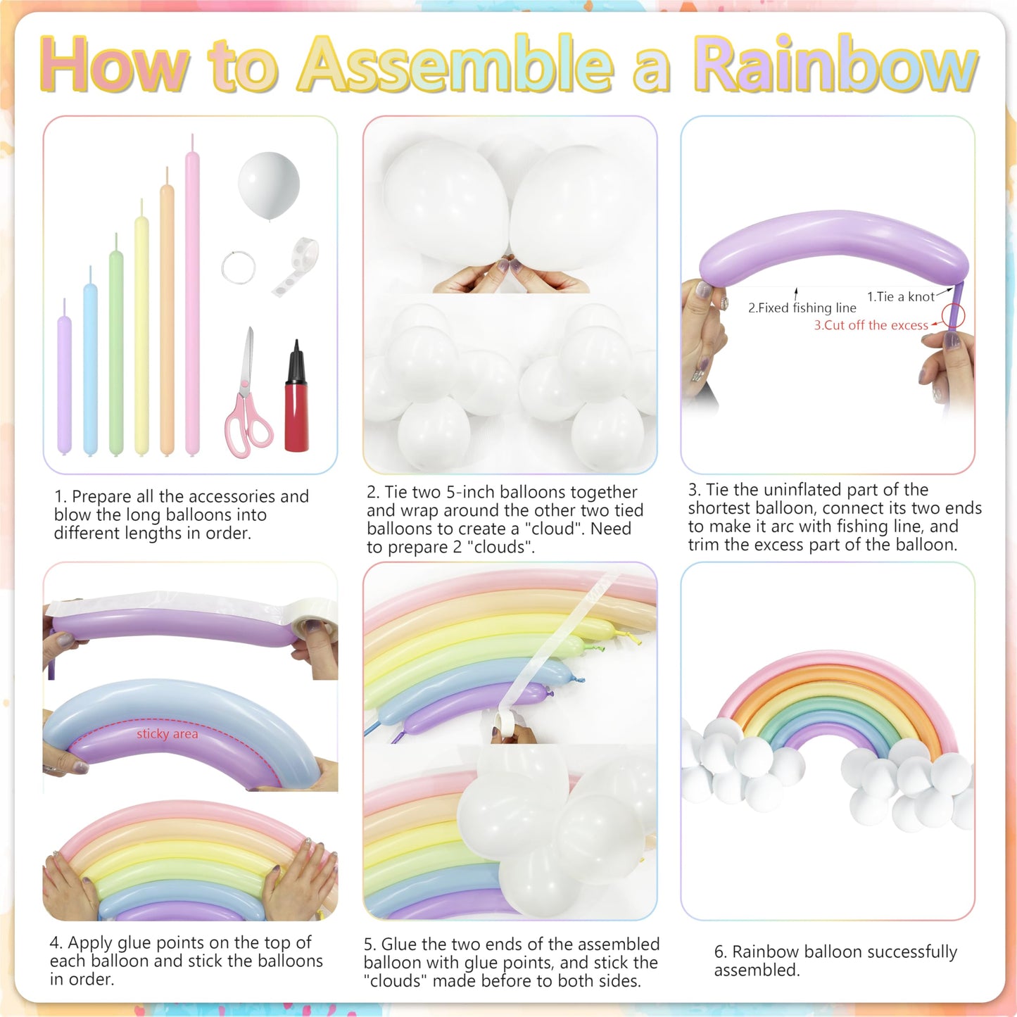 THAWAY Pastel Rainbow Birthday Decorations 182Pcs Rainbow Party Supplies