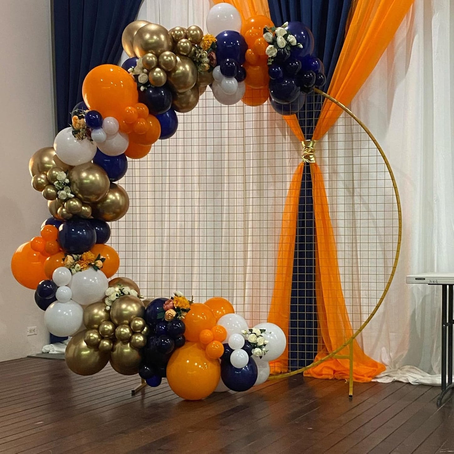 Orange and Blue Balloons, 52 PCS 12 Inch Royal Blue Chrome Gold Birthday Balloons with Confetti Balloon, Birthday Balloon Party Decorations for Engagement Graduation Thanksgiving