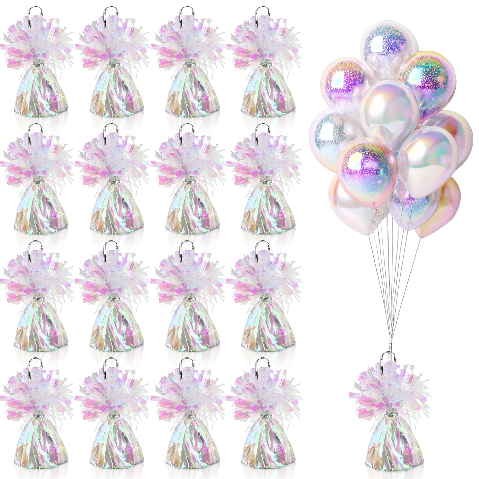 16 PCS Metallic Wrapped Balloon Weights Opalescent Heavy Balloon Weight for Balloons Birthday Party