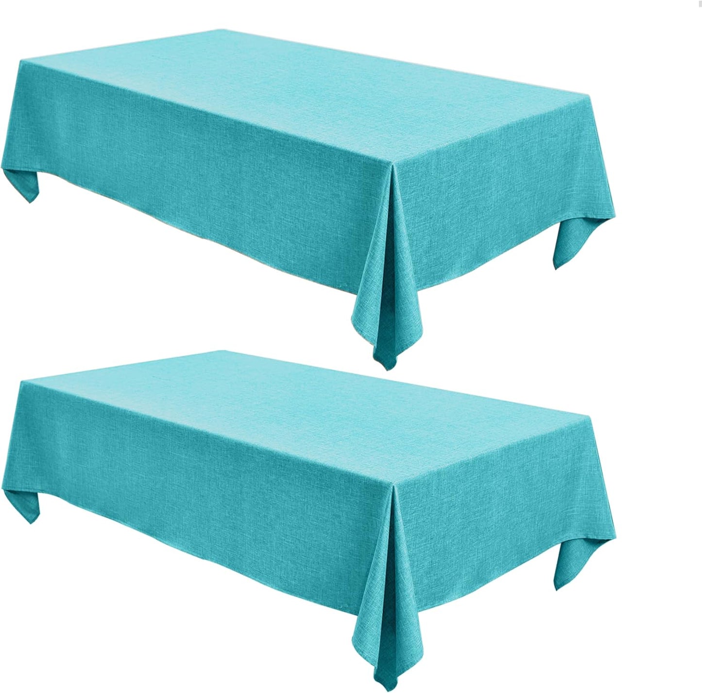 Fitable Faux Linen Tablecloths for Rectangle Tables: Water & Stain Resistant Farmhouse Table Cloth, Washable Burlap Textured Table Covers for Kitchen Dining Party(2 Pack, 60x102 Inch, Teal)