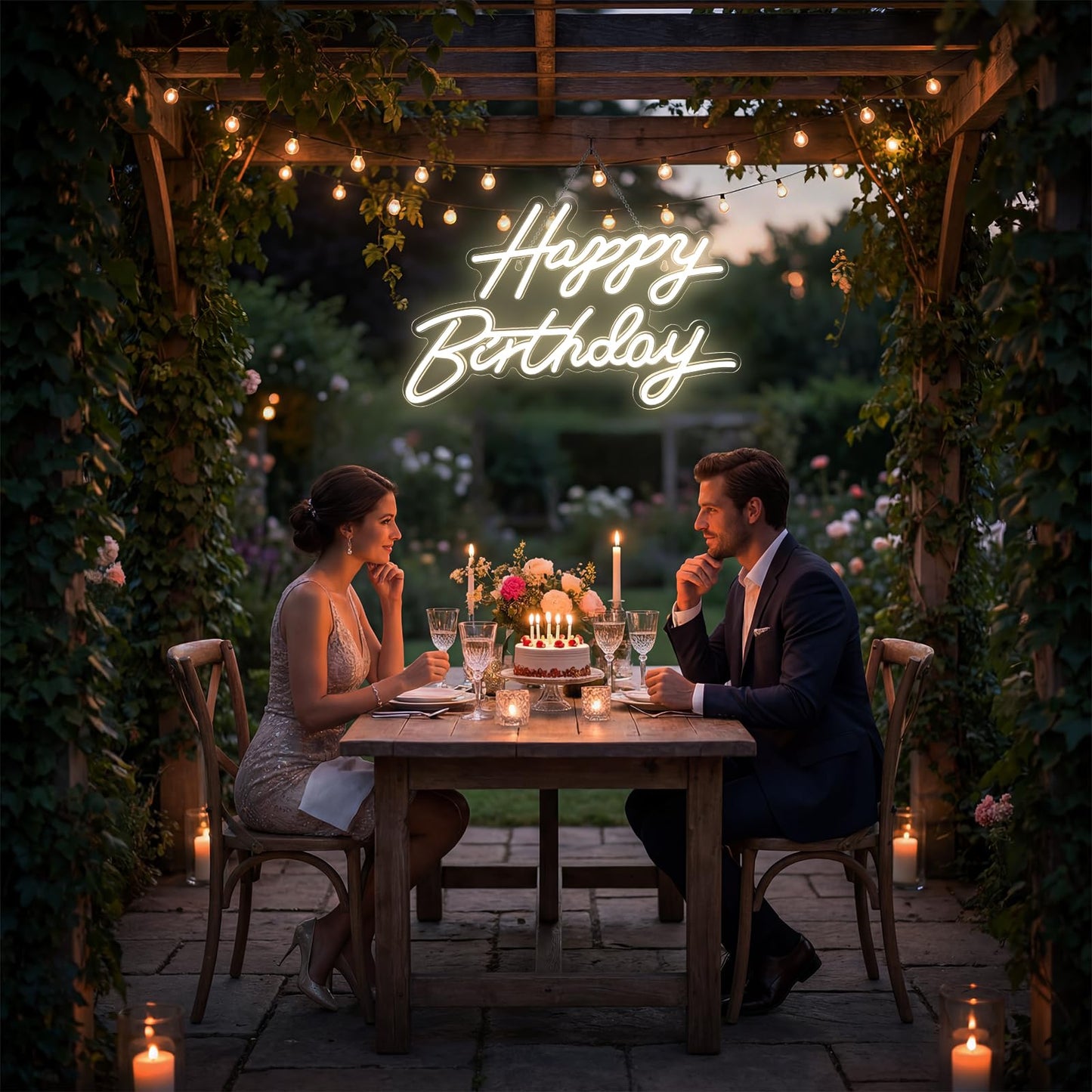 Happy Birthday Neon Sign for Wall Decor, LED Happy Birthday Light Up Sign, Dimmable LED Birthday