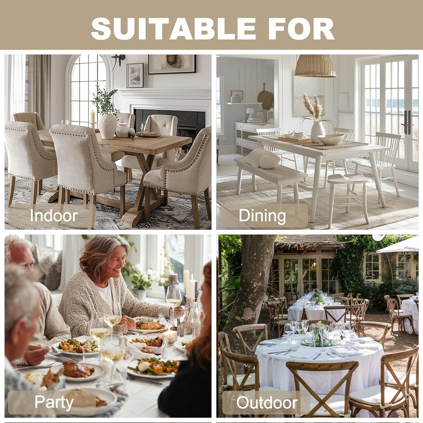 Hiasan Faux Linen Square Tablecloth - Wrinkle and Stain Resistant Washable Table Cloth for Kitchen Dining Room Holiday Table Cover for Party Dinner, Stone, 54 x 54 Inch