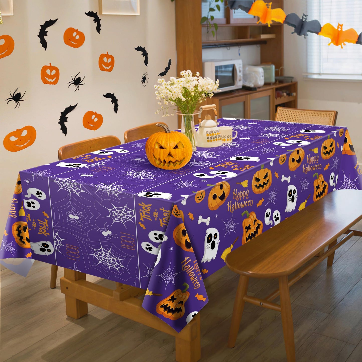 OHOME Halloween Decorations - Disposable Plastic Halloween Tablecloth | Halloween Party Decorations