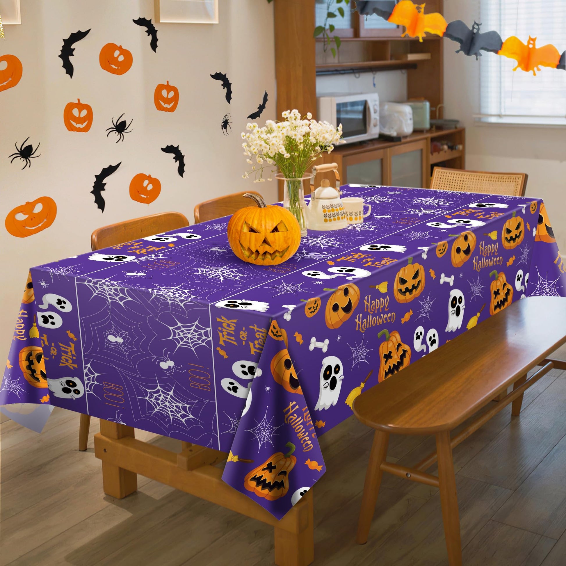 OHOME Halloween Decorations - Disposable Plastic Halloween Tablecloth | Halloween Party Decorations