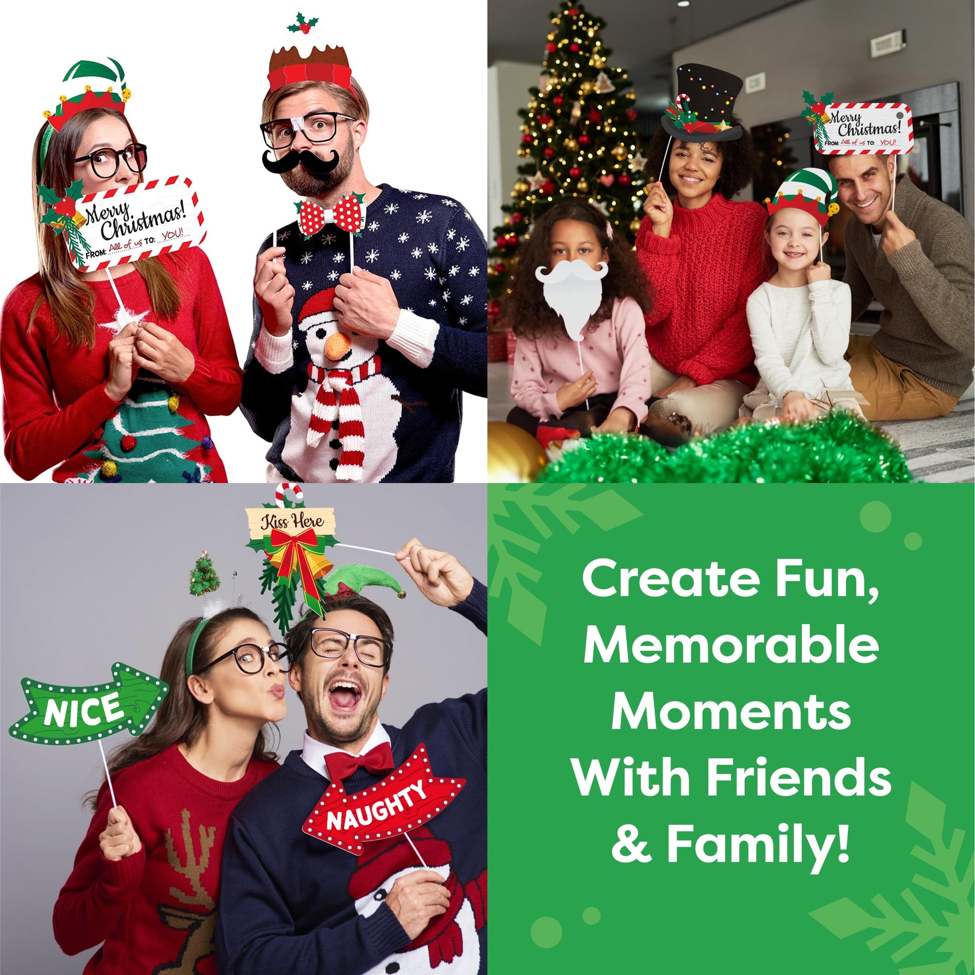 Christmas Photo Booth Props 38pc Set - Christmas Party Decorations, Party Favors, Games & Supplies