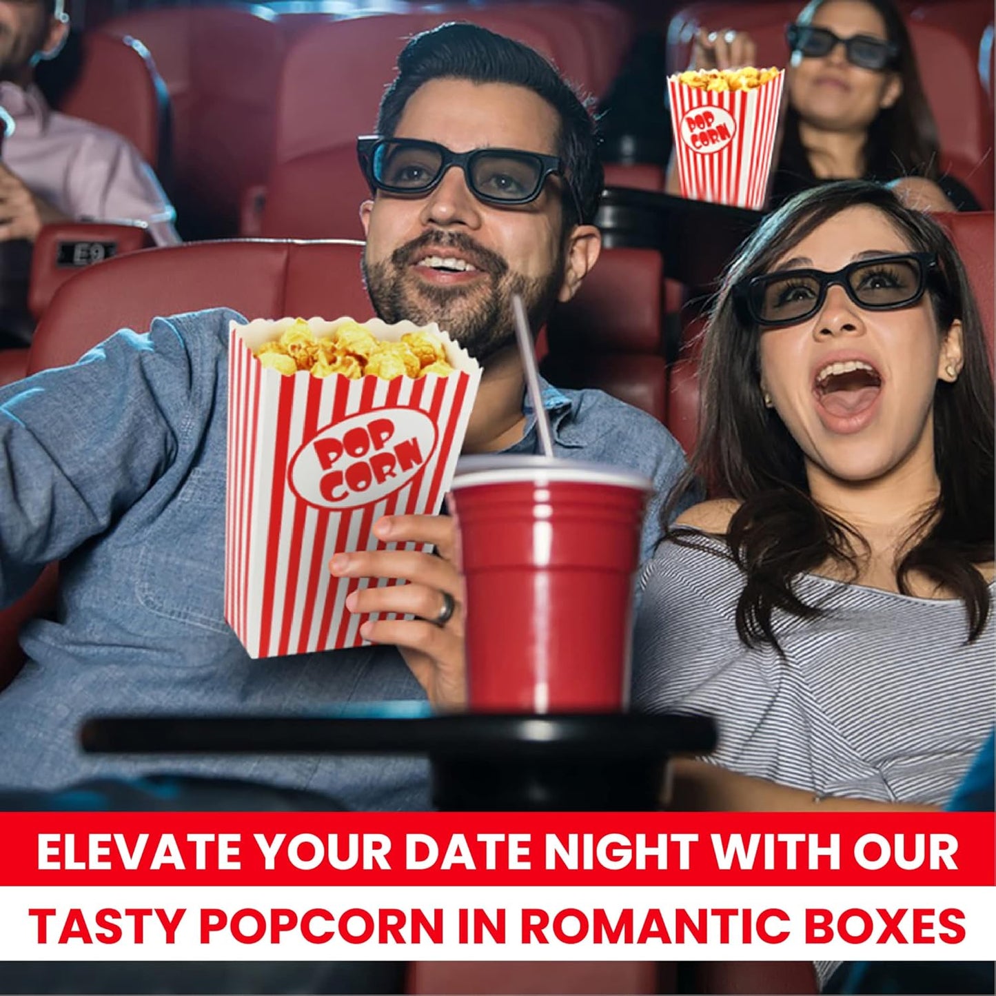 50 Pcs Small Popcorn Boxes for Party 5.5 Inches Tall Red & White Striped Popcorn Bags Mini Popcorn Buckets & Popcorn Bowl for Movie Theater, Home, Carnival Decorations (50)