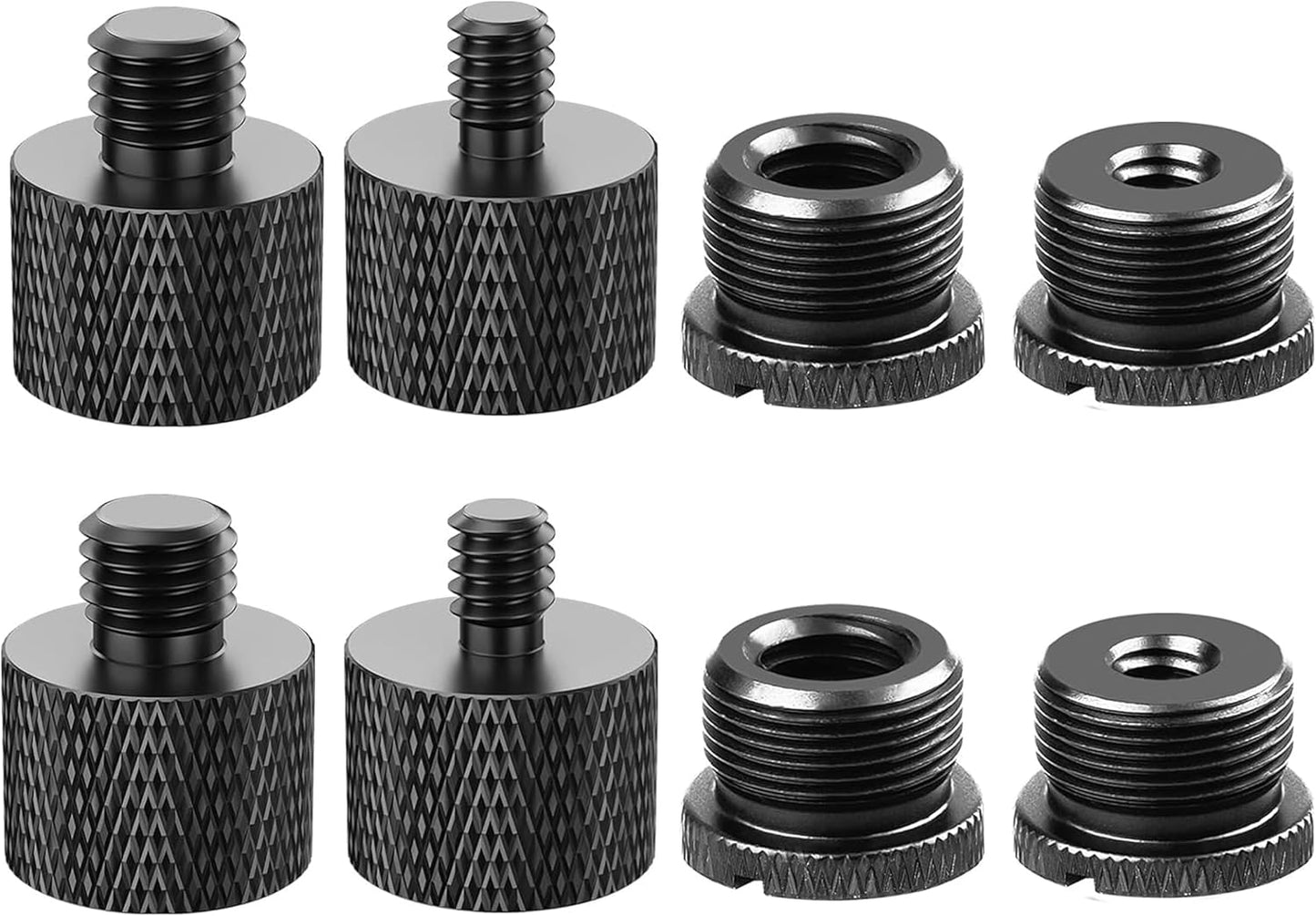 IXTECH Mic Stand Adapter Set 8 pieces Metal Microphone Stand Screw Thread Adapter 5/8 Female to 3/8 Male 3/8 Female to 5/8 Male 5/8 Female to 1/4 Male 1/4 Female to 5/8 Male Tripod Adapter ADP03 Black