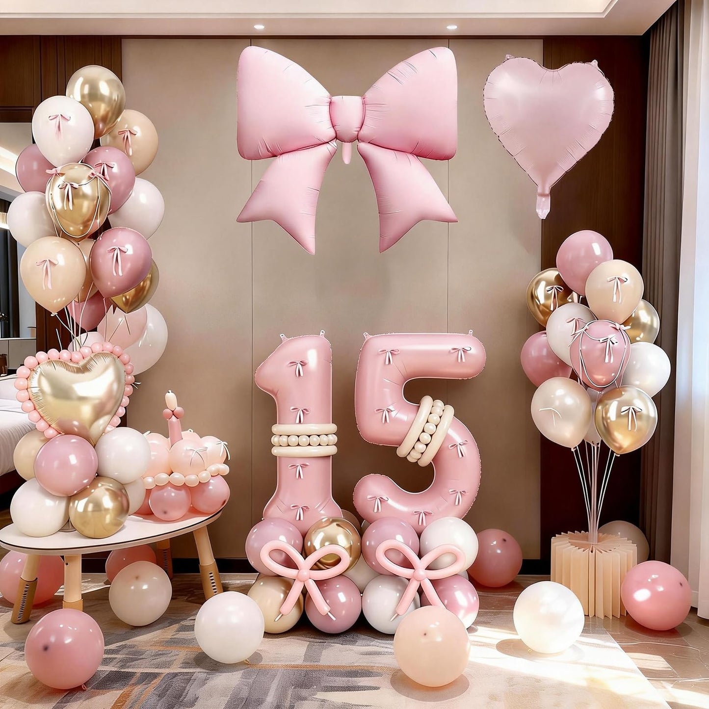 Jobkoo 15th Birthday Decorations Girls, Pink Gold 40 Inch Number 15 Balloon