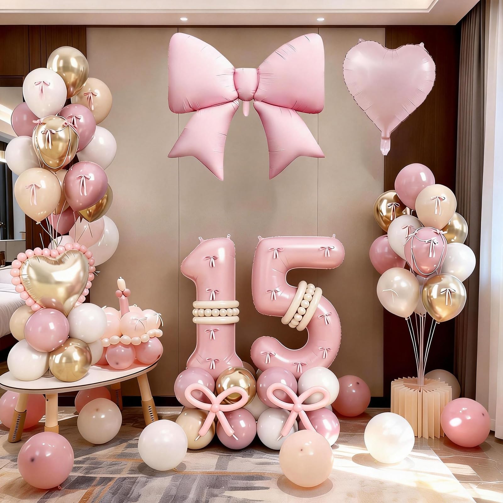 Jobkoo 15th Birthday Decorations Girls, Pink Gold 40 Inch Number 15 Balloon