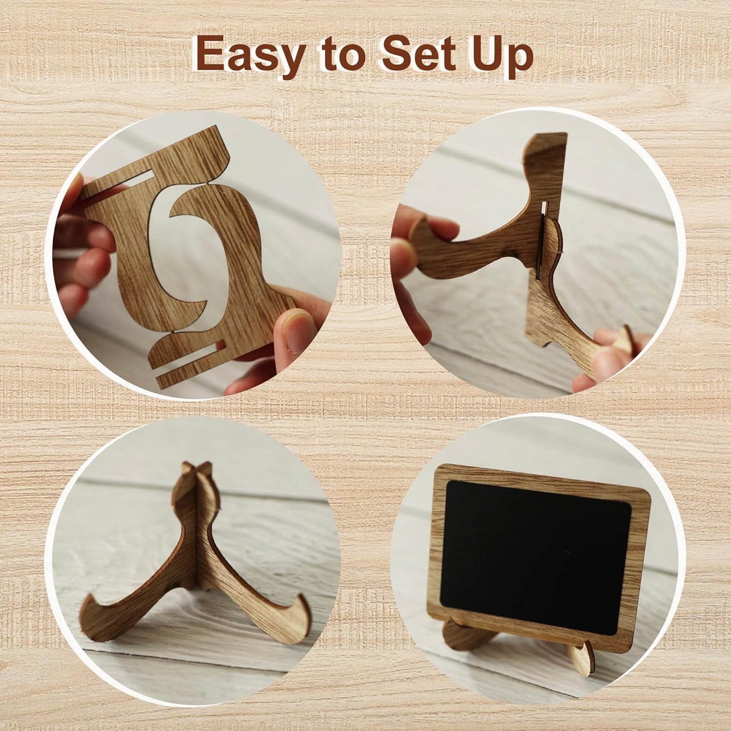 Temlum 15 Pcs Mini Chalkboard Sign with 6 Color Chalk Markers, 2.9″ x 3.9″ Wooden Blackboard Reusable Small Chalkboards for Food, Buffet, Message Board, Table Number (Rustic Brown)