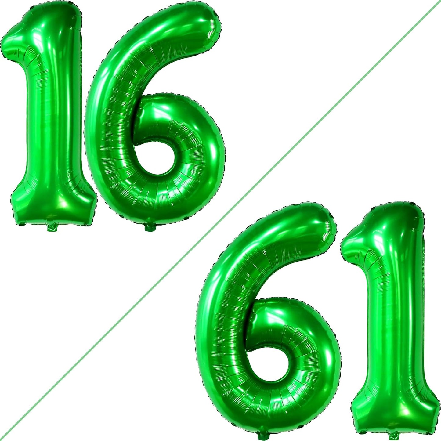 KatchOn, Dark Green 16 Balloons Number - 40 Inch | Green Number 16 Balloons for 16th Birthday Decorations for Girls | Birthday balloons for 16th Birthday Decorations for Boys