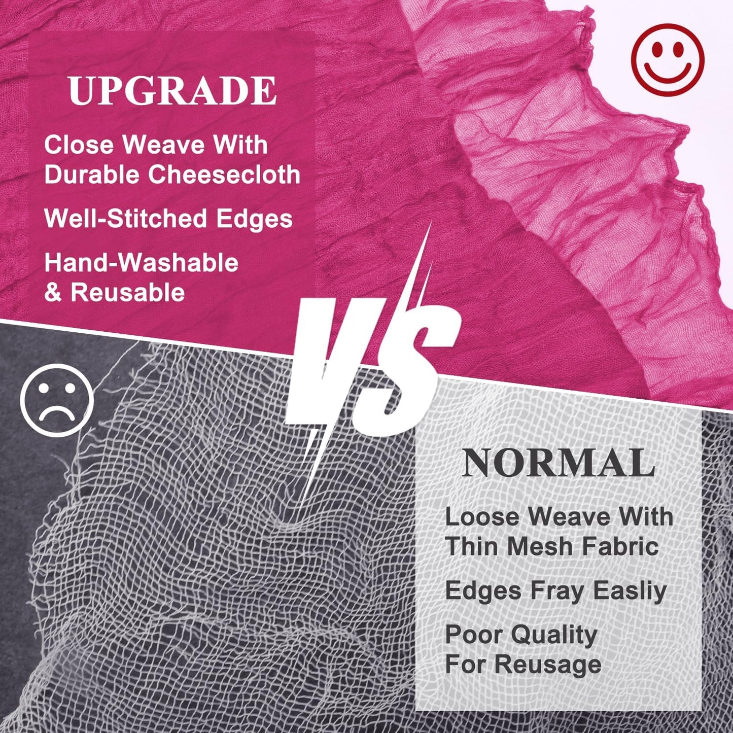 Asee'm 12pcs Cheesecloth Table Runner 120 Inches Long Fuchsia Boho Gauze Cheese Cloth Runner 10FT Rustic Sheer Table Runners for Christmas Wedding Party Baby Shower Spring Easter Decoration