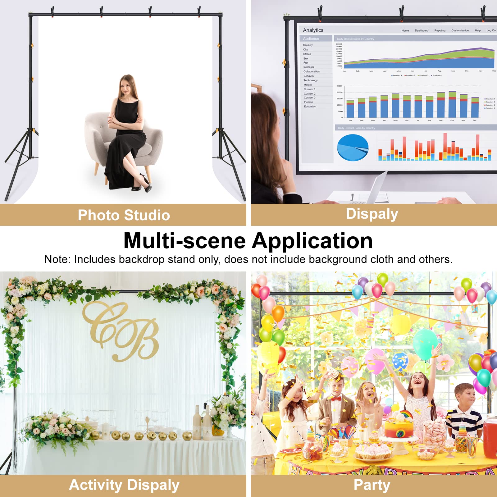 LINCO Lincostore Backdrop Stand Kit 10x6.5ft for Photography 4171