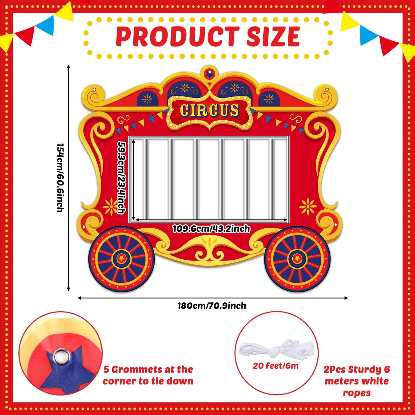 Yiaoyinnz Circus Party Decorations Carnival Cage Shaped Photo Backdrop Circus Photo Booth Props