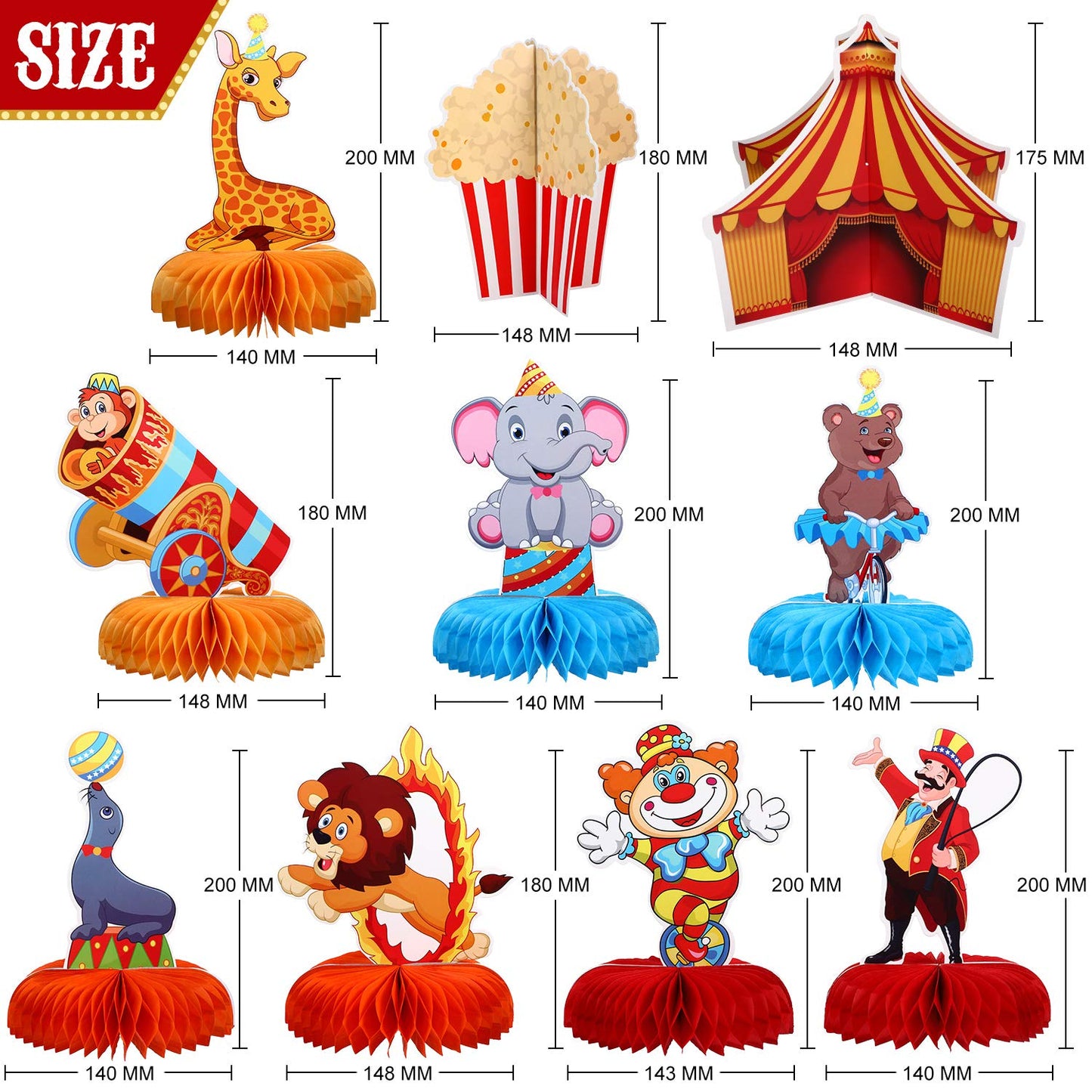 10 Pieces Carnival Party Decorations Circus Theme Party Decorations Carnival Centerpieces for