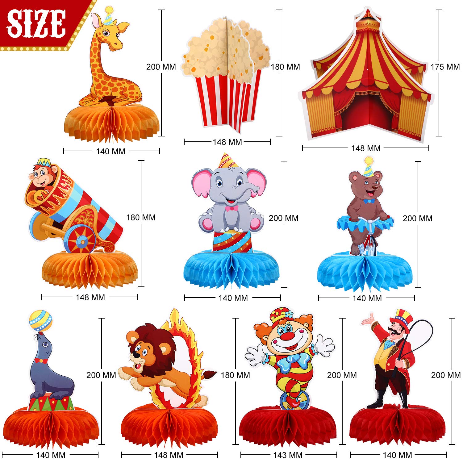 10 Pieces Carnival Party Decorations Circus Theme Party Decorations Carnival Centerpieces for