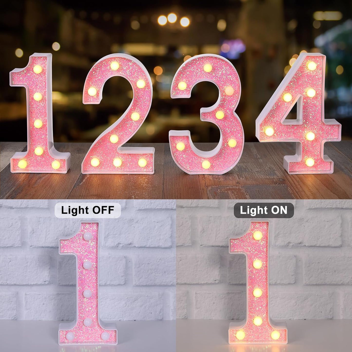 Foaky Pink Light up Letters，Pink Party Decorations,Girls Room Decor,Glitter Marquee Numbers,Alphabet Letter Sign for Night Light Birthday Party Girls Gifts, Home Bar Decoration (8)
