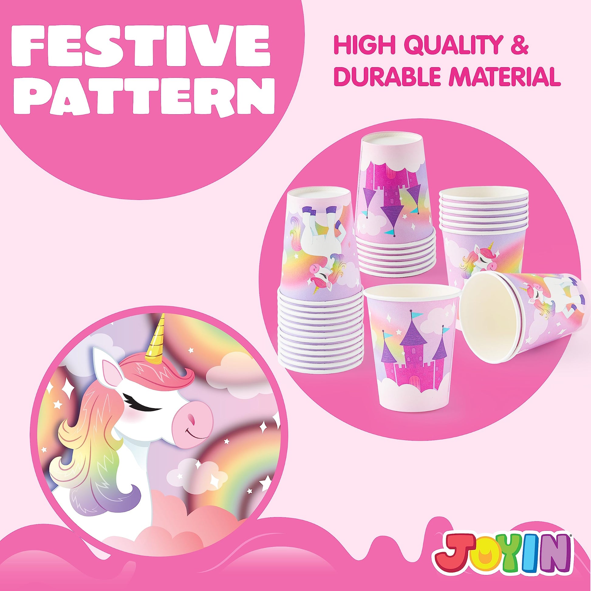 JOYIN 145 Pcs Unicorn Birthday Party Supplies with Unicorn Banner for Girls, 24 Serves Unicorn
