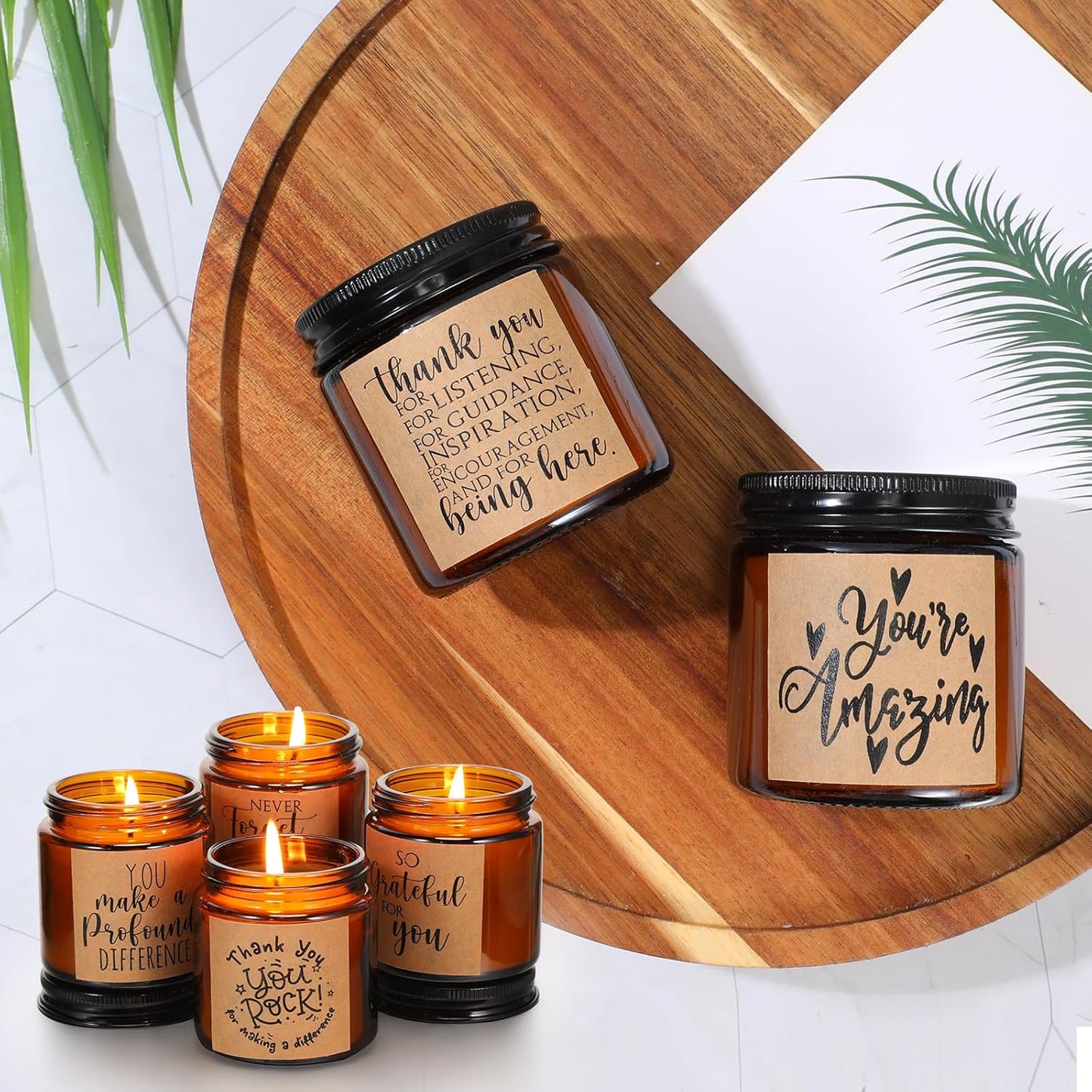 Roowest 10 Jars Thank You Gift Candles 3.5 oz Employee Appreciation Gifts Bulk Soy Wax Jar Inspirational Candle Thank You for Coworkers Employee Women Secretaries Teacher Volunteers(Classic)