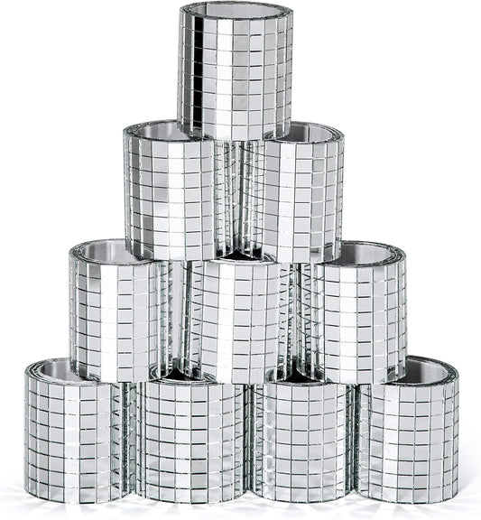 PP OPOUNT 4720 PCS Disco Ball Tiles, 5 x 5 mm Self-Adhesive Mirror Tiles for DIY Disco Balls, Mini Glass Tiles for Art Collage, Indoor Outdoor Craft Decoration(Silver)