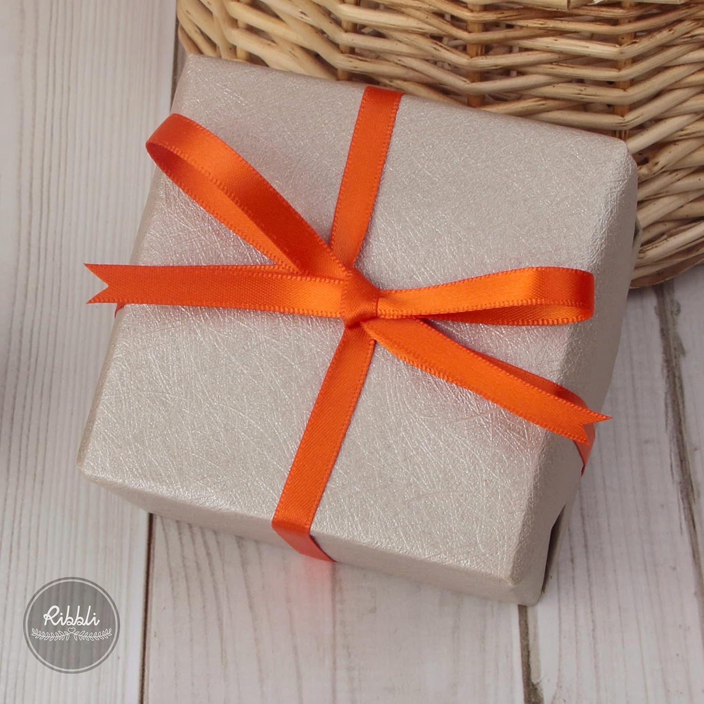 Ribbli Torrid Orange Double Faced Satin Ribbon,1/4” x Continuous 25 Yards,Use for Craft Bows Bouquet, Gift Wrapping, Wedding Decoration, Floral Arrangement