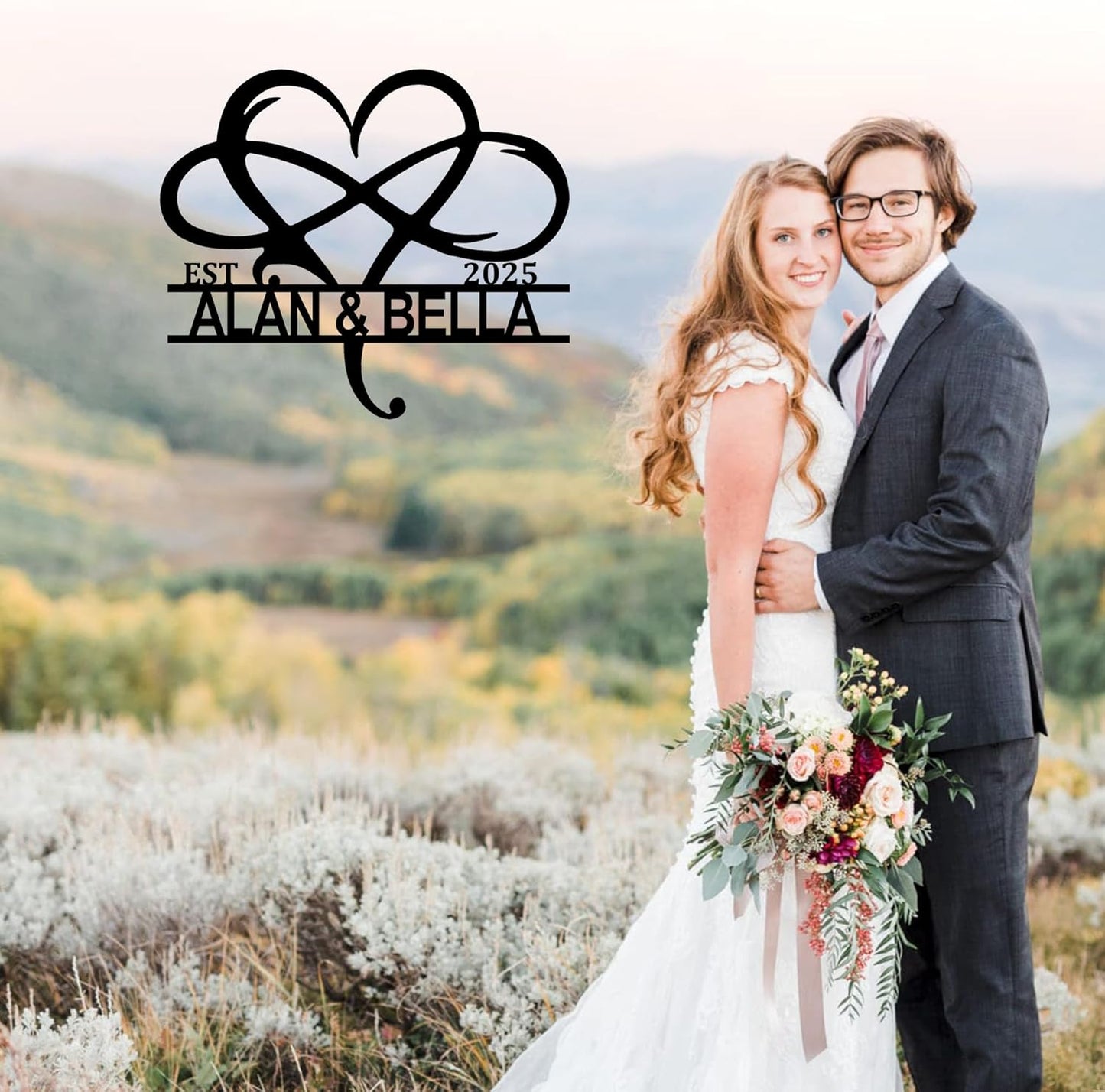 Personalized Valentine's Day Wedding Gifts For Couple, Custom Metal Signs Wall Art, Monogram Name Metal Signs For Home Decor, Customized Anniversary Christmas Housewarming Gifts For Him Her