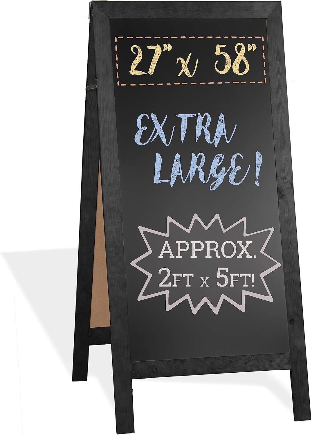 Ilyapa A-Frame Chalkboard Sidewalk Sign - 58 x 27 inches, Folding Standing Sandwich Sign – Sturdy Freestanding Black Magnetic Sandwich Menu Display