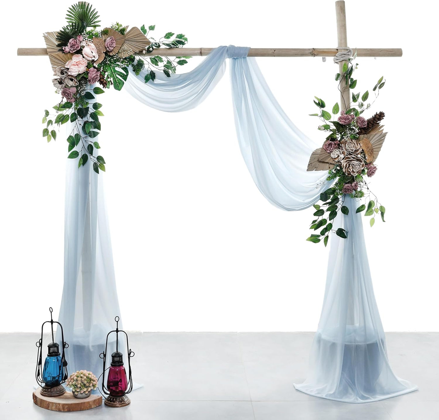 VDS Pack of 1 Panel (30 Inch X 50 Feet) Wedding Arch Draping Fabric Sheer Chiffon Fabric Drapery for Wedding Ceremony Reception Swag Backdrop Canopy Chuppah ARBO Altars Decoration (Baby Blue)