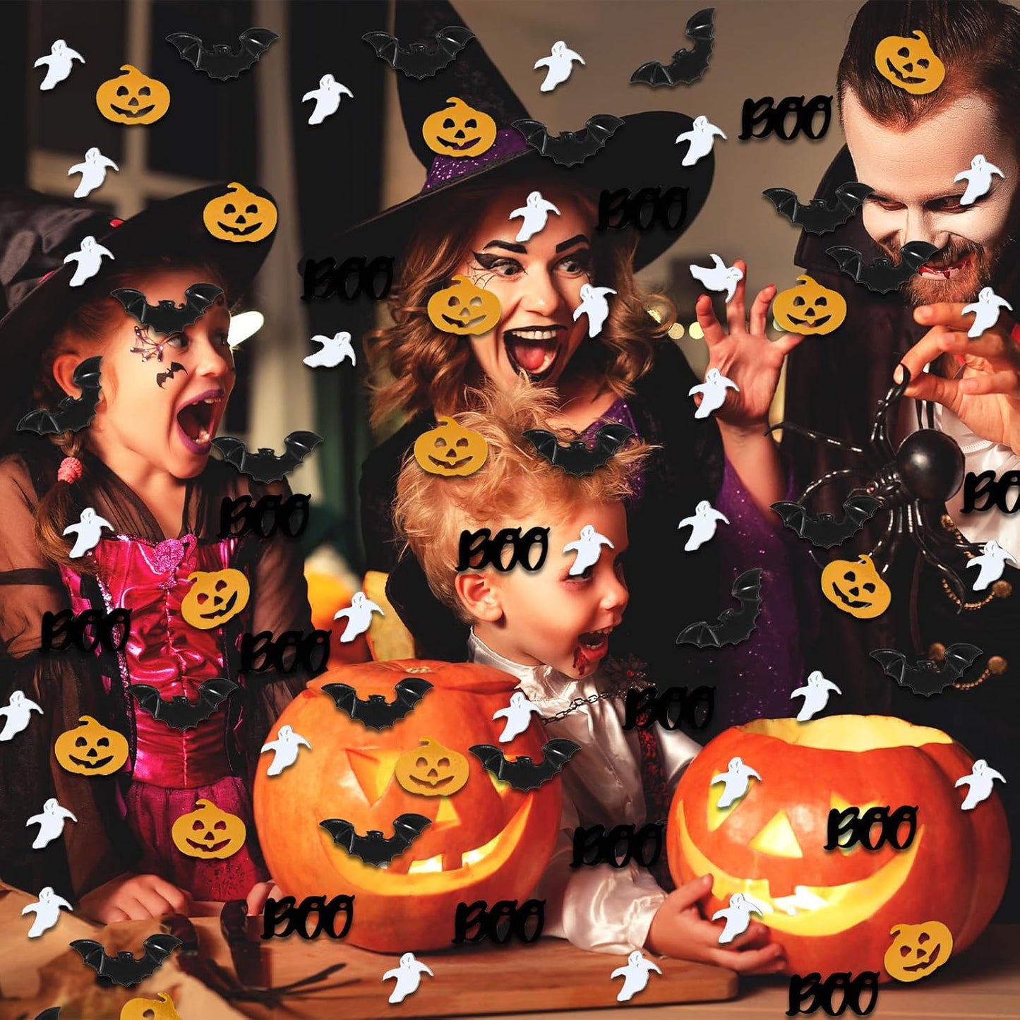 Halloween Party Table Scatter Confetti, 3000 Pcs Black and White BOO Foil Metallic Confetti for Halloween Party Table Decorations