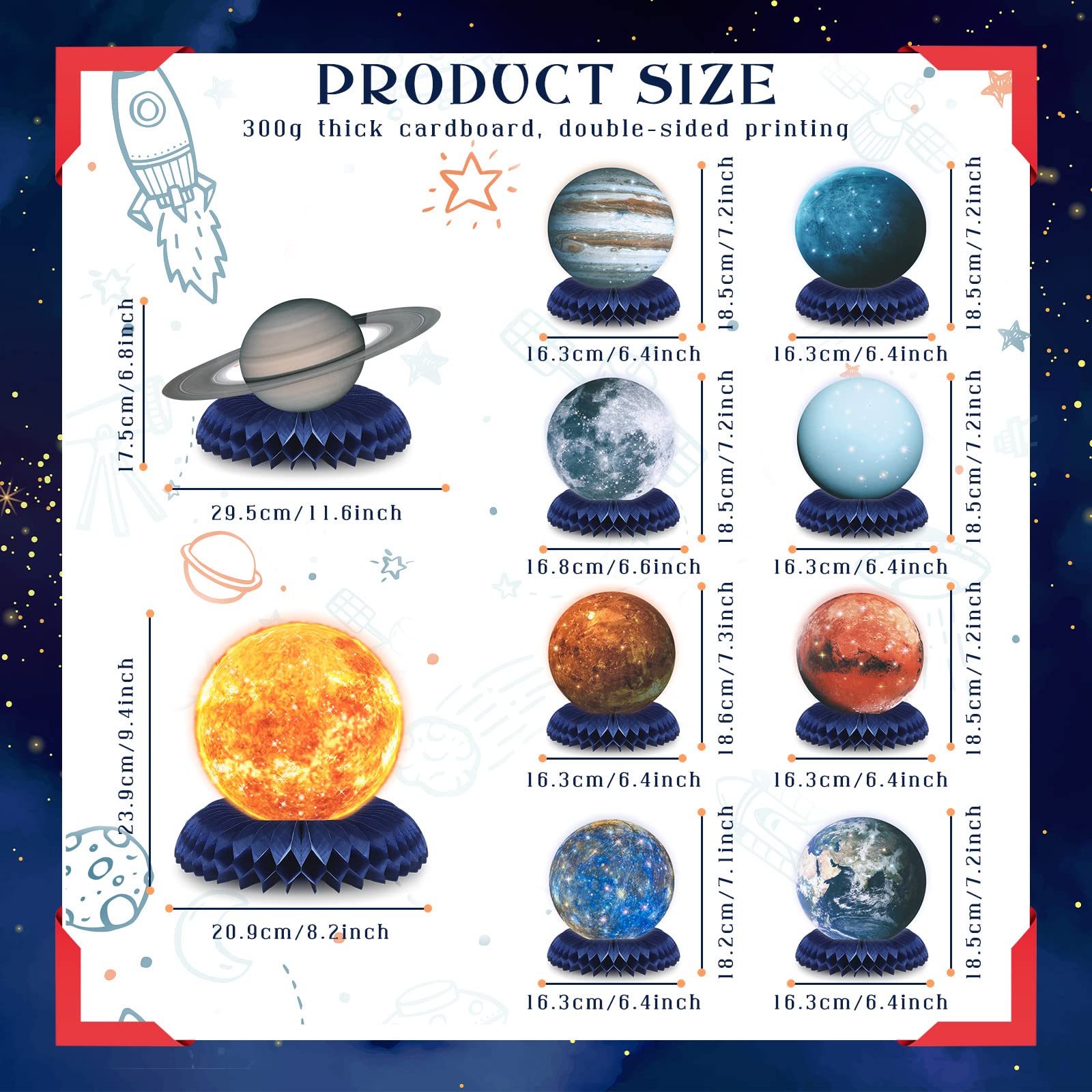 Eersida 10 Pcs Space Party Decorations Solar System Honeycomb Centerpieces
