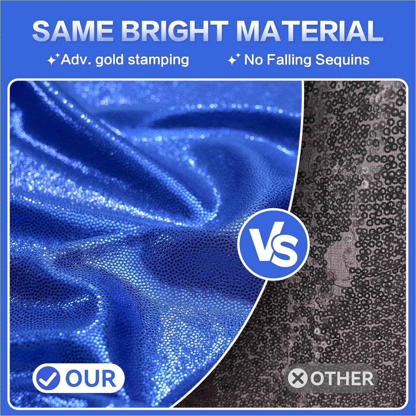 gogoparti 10x10FT Sapphire Blue Sequin Backdrop Curtain - 2 Panels of 5x10FT Wrinkle-Free Glitter Drapes for Photography, Birthdays, Weddings & Graduations