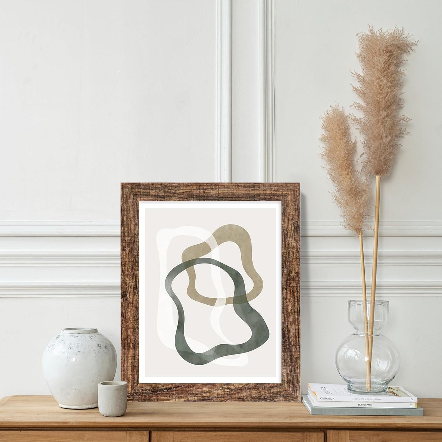 8.5x11 Picture Frame Set of 2, Rustic Brown Certificate Document Frames with Glass Collage Frame, Display Pictures Two 5x7 With Mat or 8.5 x 11 Without Mat for Wall Hanging or Tabletop