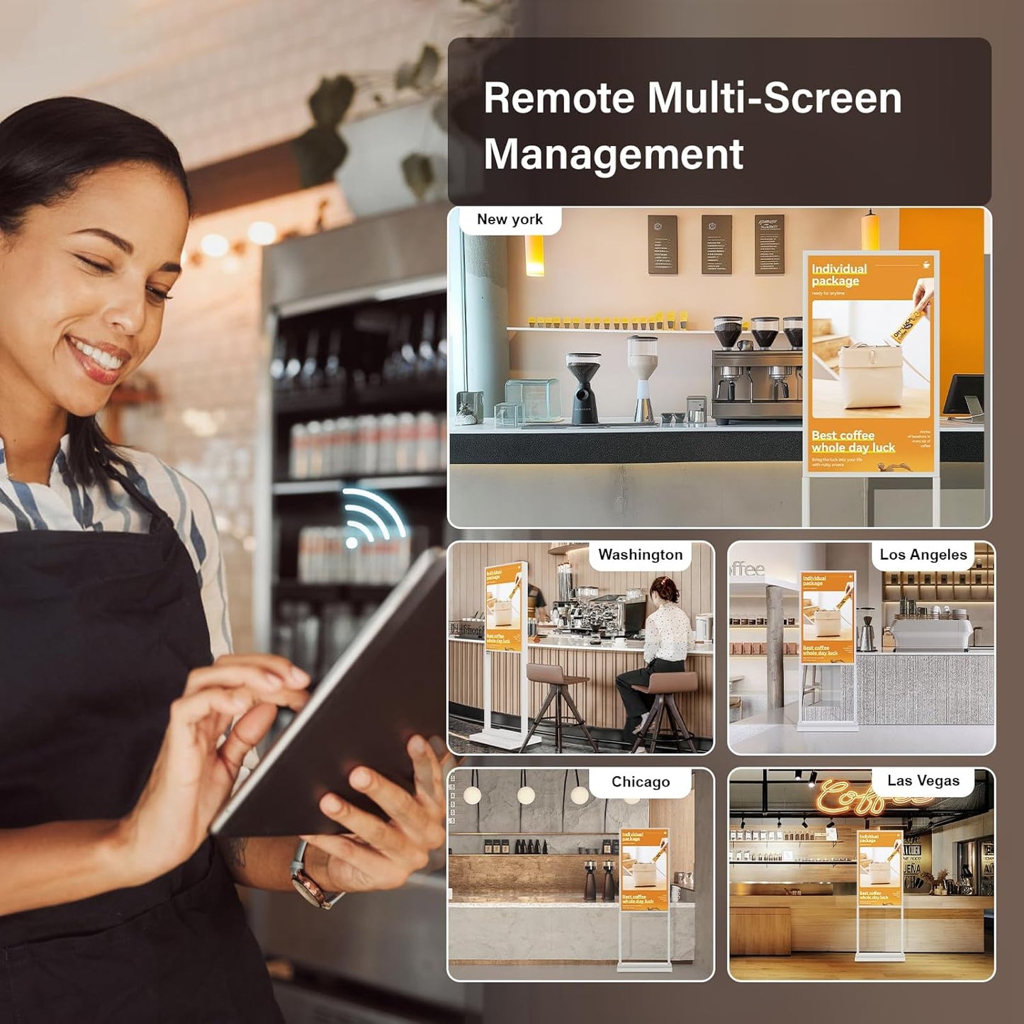 50 Inch Digital Signage Kiosk LCD Advertising Display Menu Displays Indoor Android Floor Standing Vertical Poster White, 2+32GB, 2K FHD, 700nits, USB