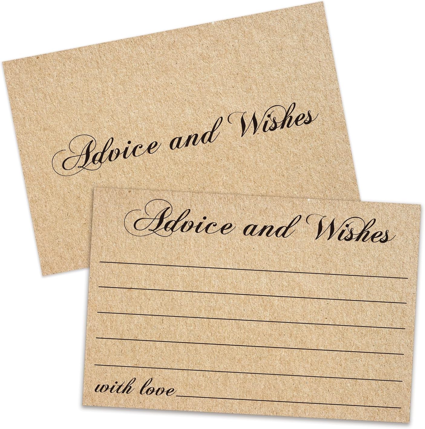 Advice and Wishes Cards, Double-sided Blank Cards Suitable for Weddings, Bridal Showers, Mr and Mrs, Baby Shower, Graduation with Minimalist Design, Pack of 25-01