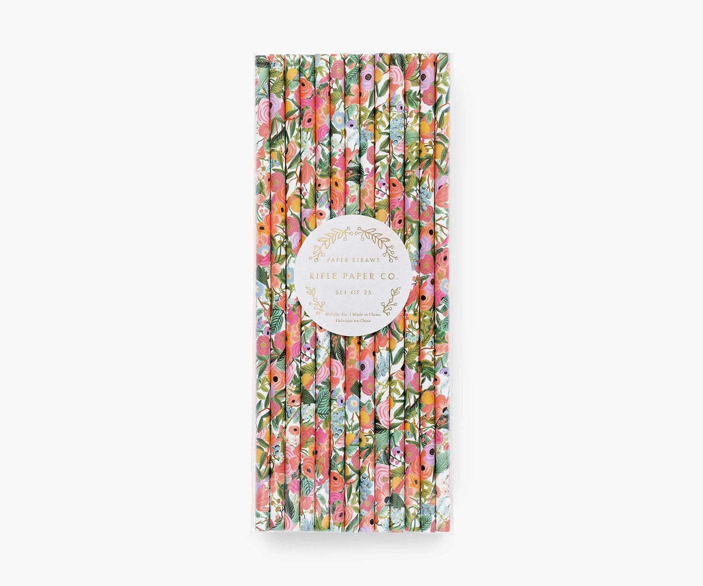 RIFLE PAPER CO. Garden Party Paper Straws, Set of 25, Printed in Full Color