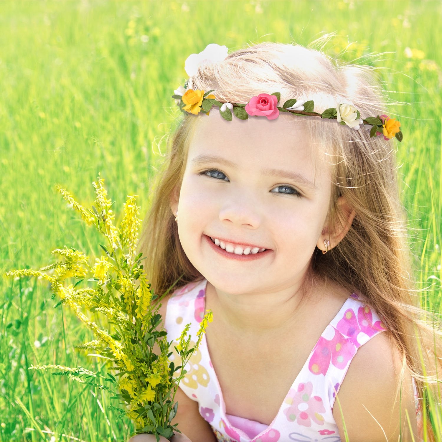 EBOOT 15 Pieces Assorted Colored Flower Crown Wreath Headband Garland Multicolor Headbands Floral