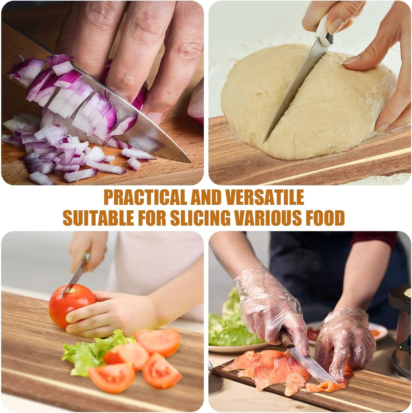 Patelai 12 Packs Wooden Cutting Board Set with Handles Large Kitchen Serving Plain Chopping Board Bulk Gifts for Mom for Vegetables Meat Pizza Cheese Fruit Bread(Acacia Wood,17 x 6 Inch)