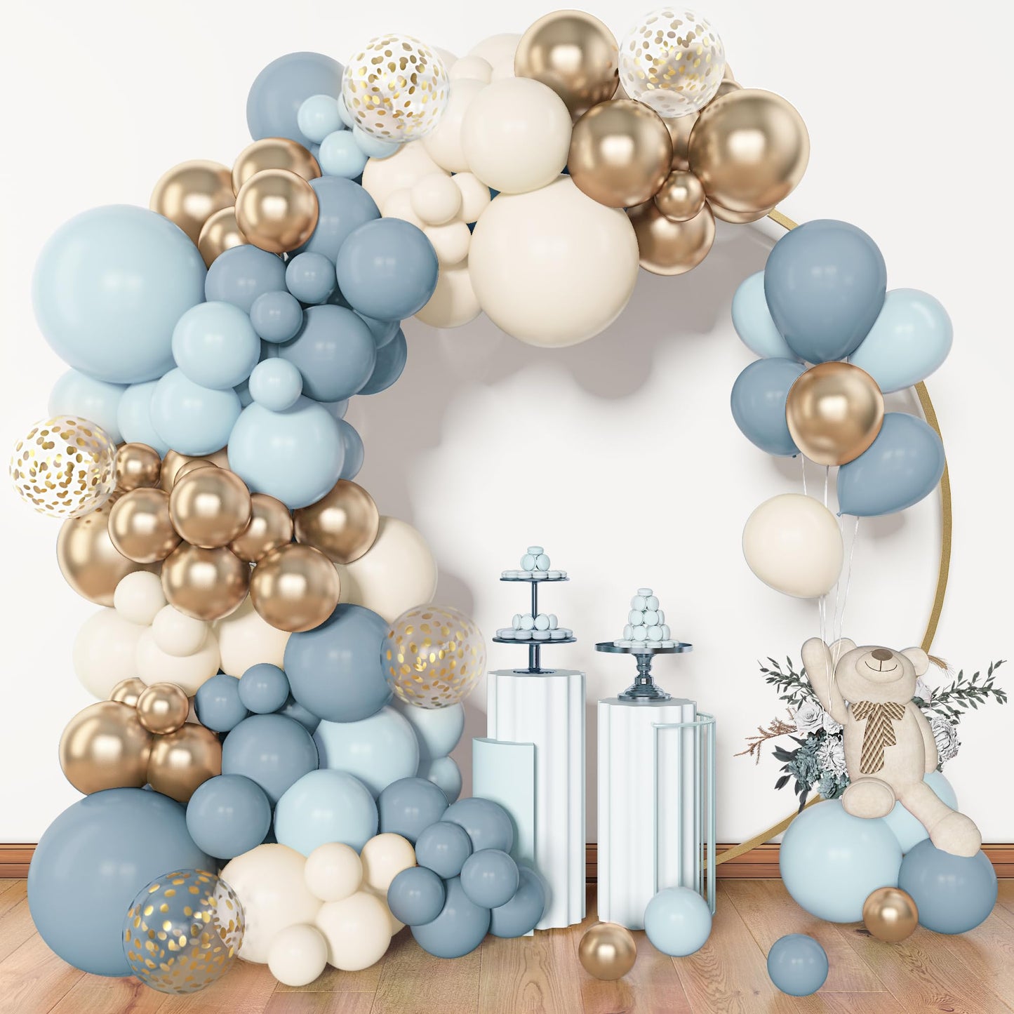 Amandir 153pcs Dusty Blue Balloon Garland Arch Kit Different Sizes