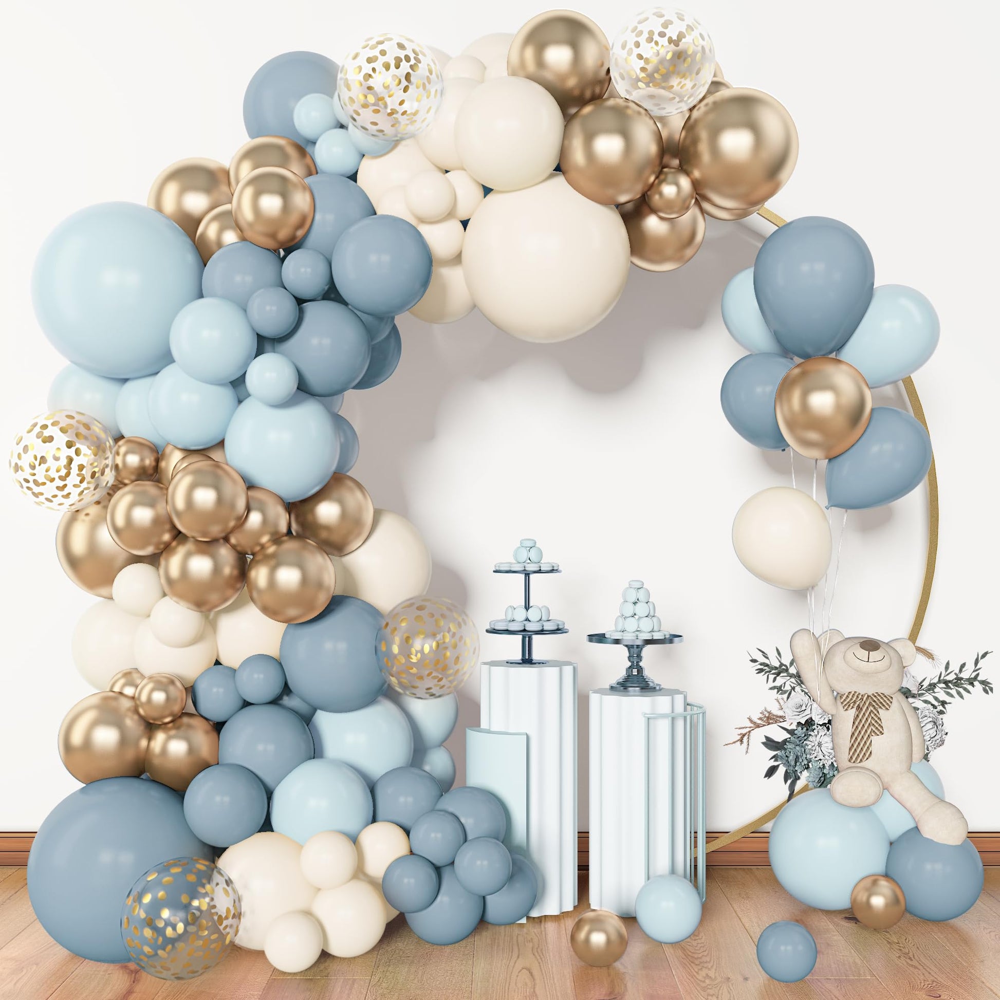 Amandir 153pcs Dusty Blue Balloon Garland Arch Kit Different Sizes
