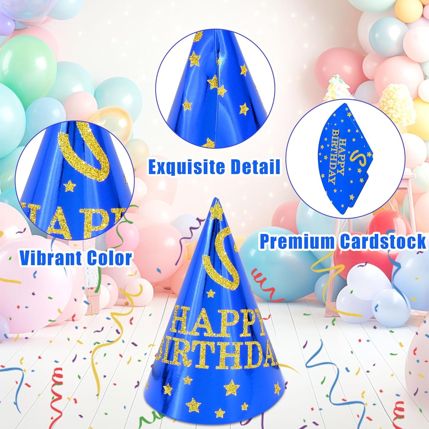 CANREVEL 12 PCS Party Hats for Kids and Adults, Party Headwear, Happy Birthday Hats, Birthday Party Decorations
