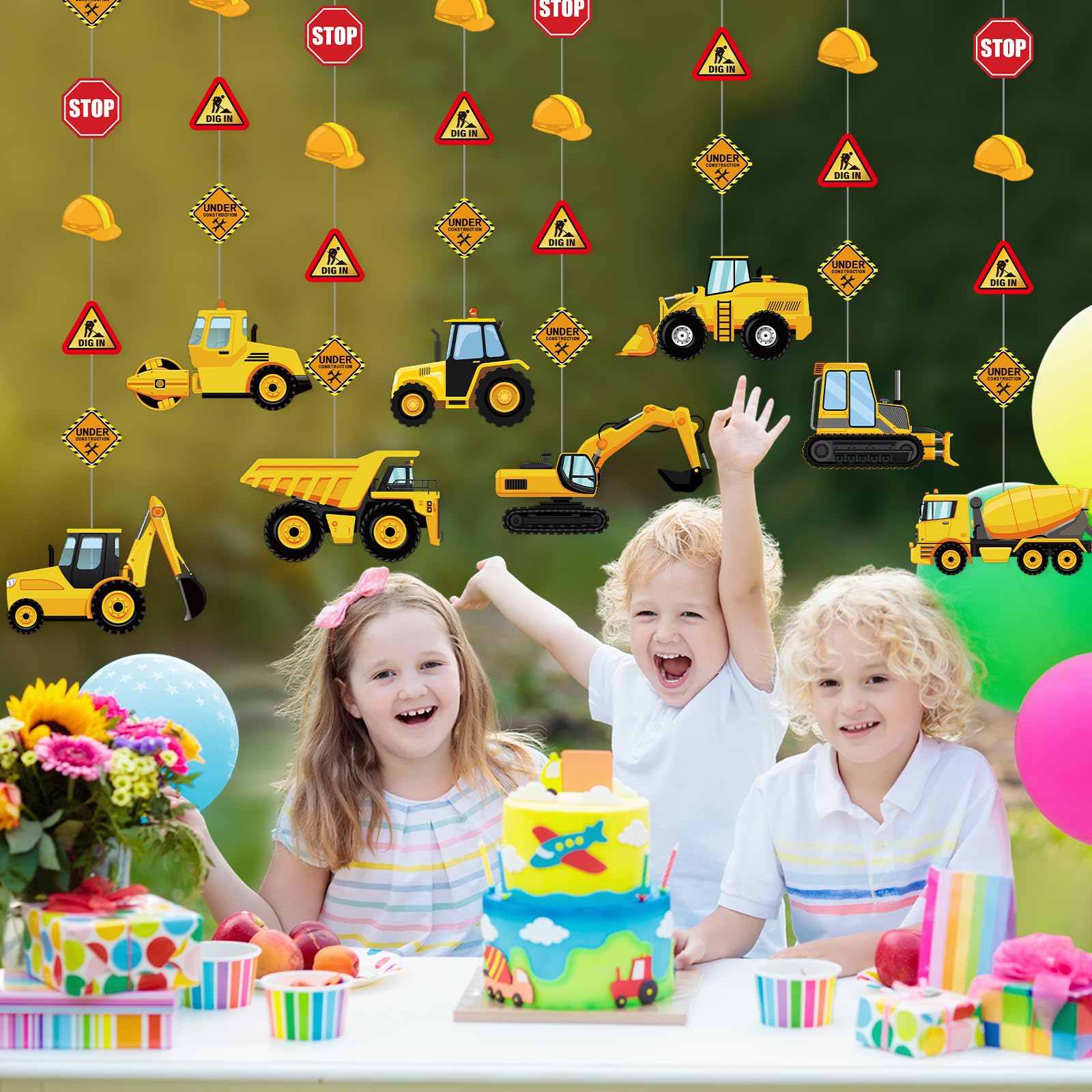 Faccito 8 Packs Back to School Construction decor Traffic Garland Banner