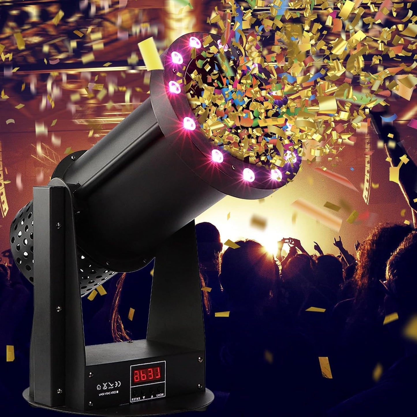 Paper Machine with 12 LED Lights and Remote Control - DMX Control Digital with Remote Perfect for DJ Parties, Nightclubs, Weddings and Events