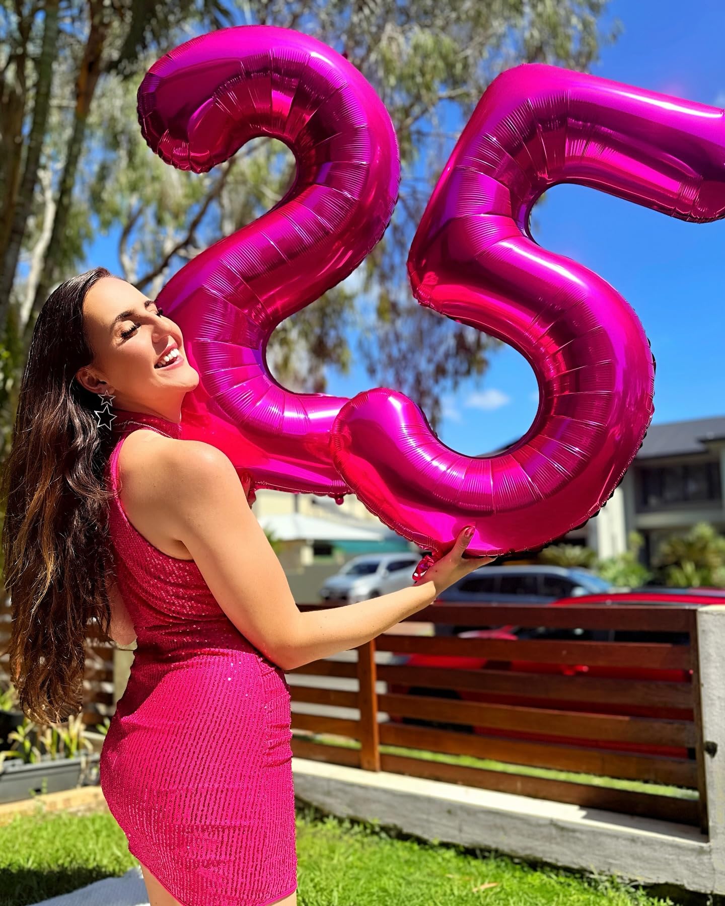 Hot Pink 5 Balloon - Number Balloon 40 Inch, 5th Hot Pink Decorations