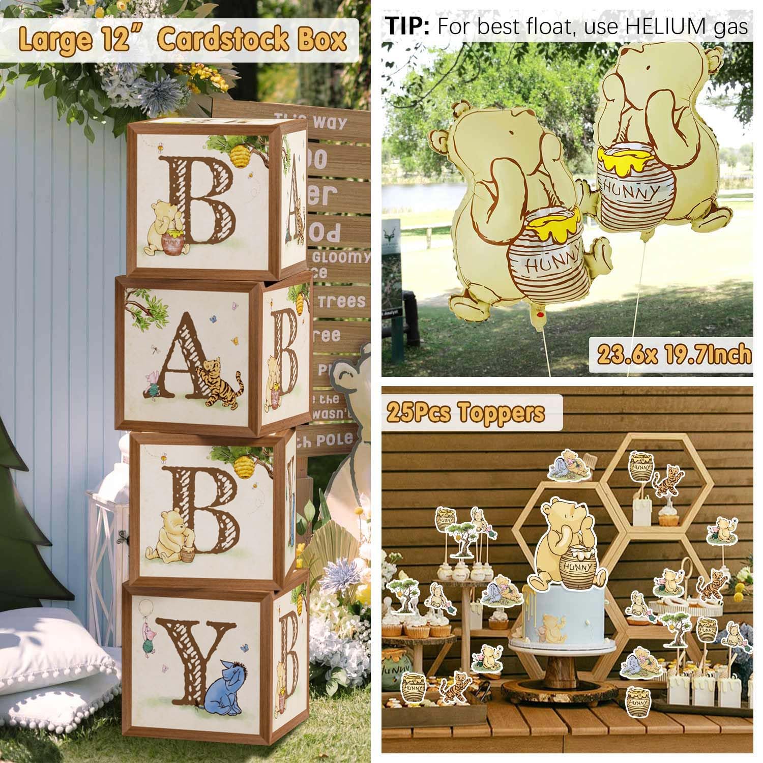 Classic Winnie Bear Baby Shower Decorations, Neutral All-In-One Pooh Baby Shower Balloon Arch Baby