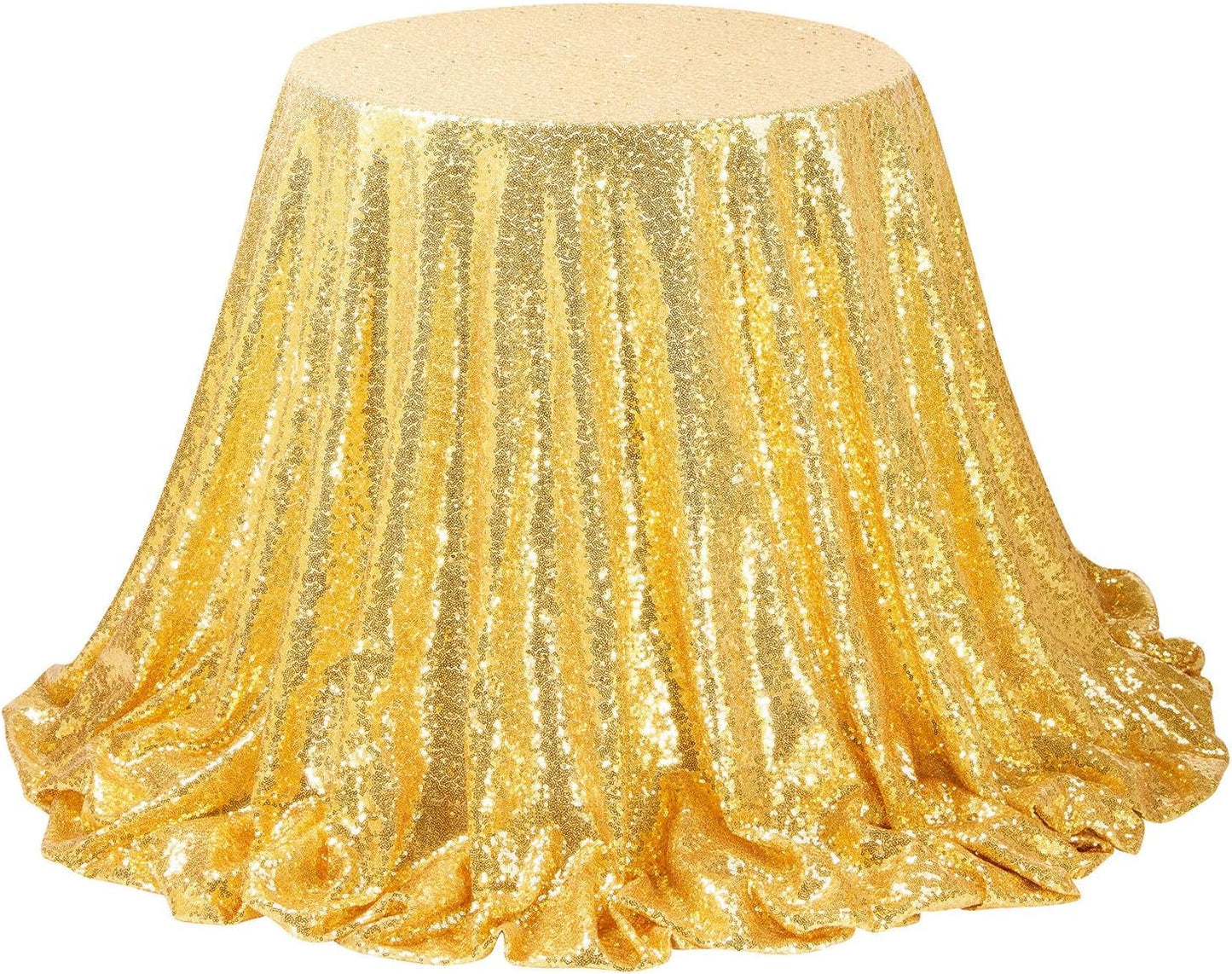QueenDream 90x132inch Rectangle Sparkly Gold Sequin Tablecloth Wedding Glitter Tablecloth for Birthday Party Decor