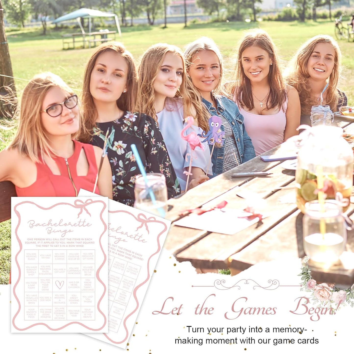 DEEKA 30 PCS Bridal Shower Games Card for 30 Guests White Pink Wavy Border Ribbon Bow Funny Wedding Bachelorette Party Games for Reception (Bachelorette Bingo)