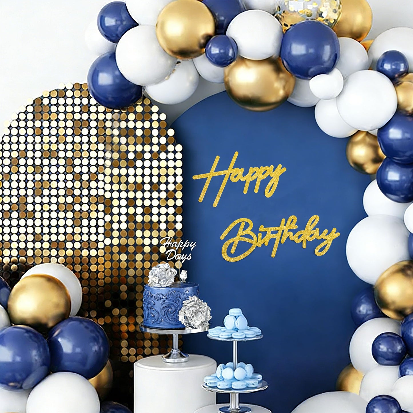 CANREVEL Happy Birthday Sign for Backdrop, Birthday Banner Glitter Gold