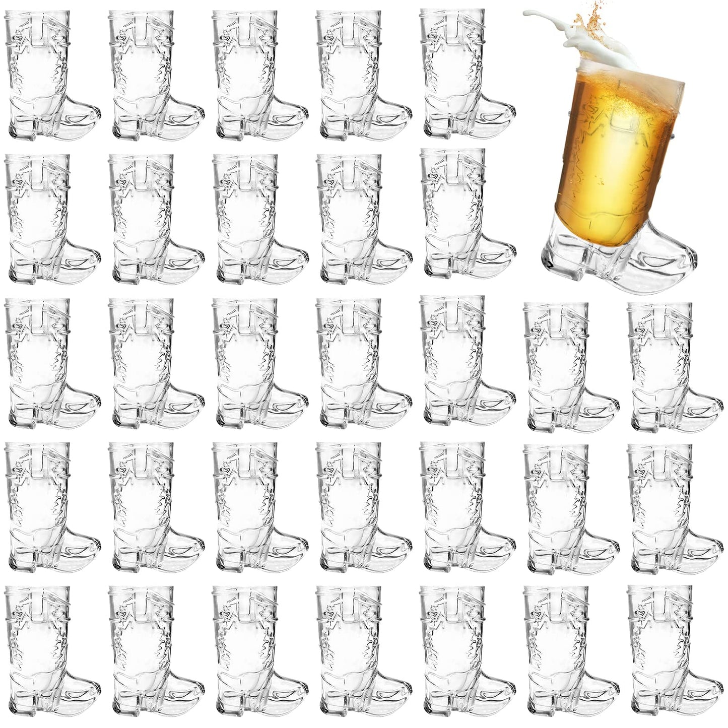 30 Pcs Mini Cowboy Boot Shot Glasses,1oz Plastic Western Cowboy Beer Mugs,Reusable Cowgirl Party