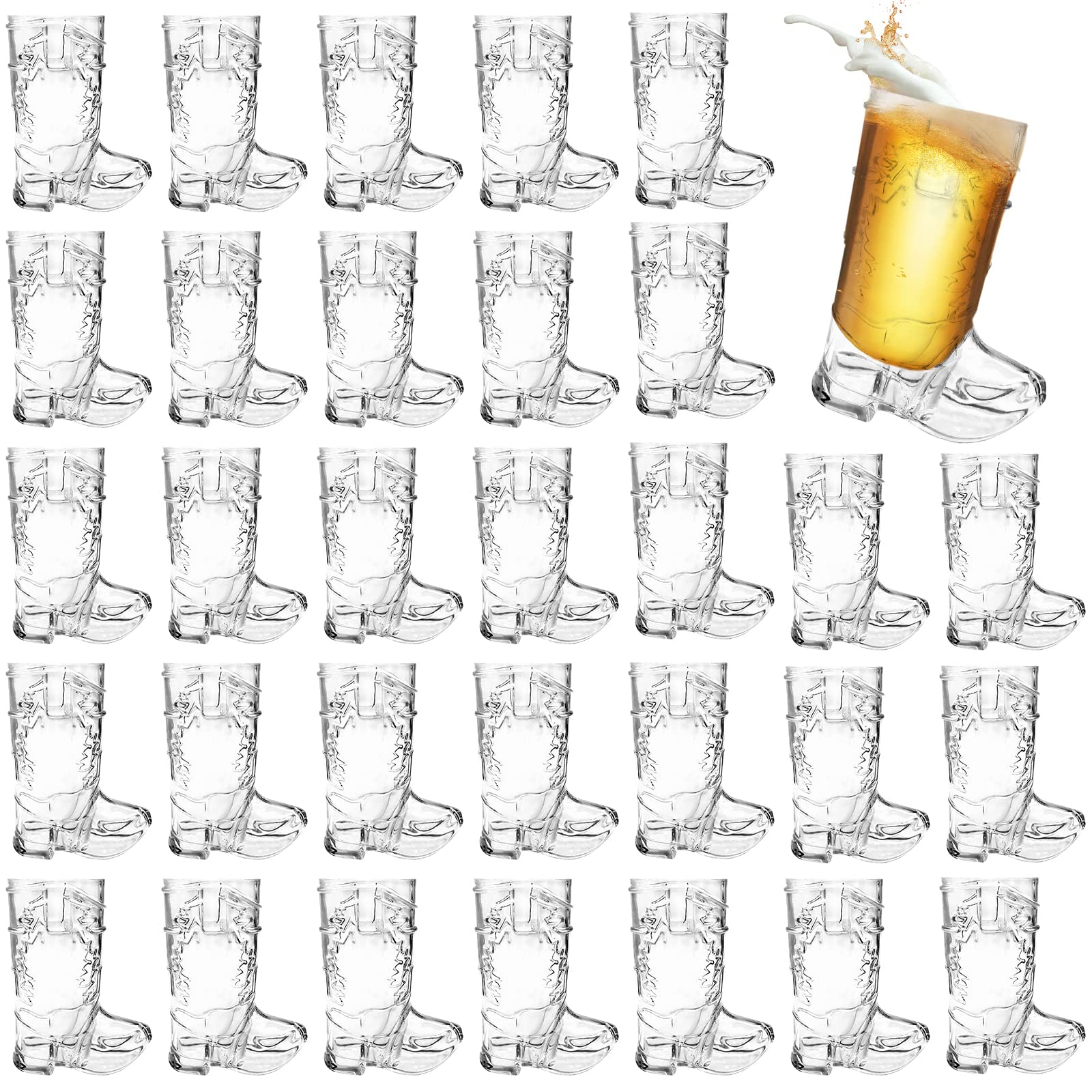 30 Pcs Mini Cowboy Boot Shot Glasses,1oz Plastic Western Cowboy Beer Mugs,Reusable Cowgirl Party